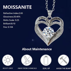 925 silver 1 carat moissanite heart pendant necklace