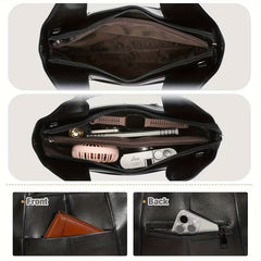 Women's Genuine Leather Burgundy Handbag with pockets