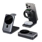 3 in 1 Foldable Magnetic Wireless Charger Travel Stand for Phone, Watch & Earbuds