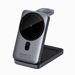 3 in 1 Foldable Magnetic Wireless Charger Travel Stand for Phone, Watch & Earbuds