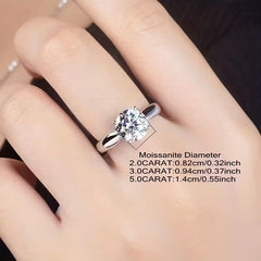 925 Sterling Silver Moissanite Adjustable Ring
