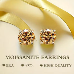 S925 silver moissanite sparkling stud earrings