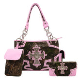 Western Camouflage Studded Handbag and Wallet Set interior view