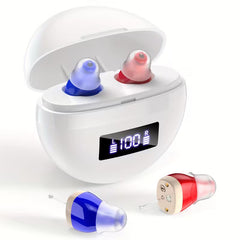 Rechargeable Hearing Aids for Seniors with Noise Reduction & Charging Case