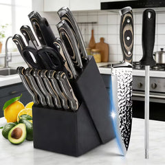 15-Piece Self-Sharpening Kitchen Knife Set with Wooden Block