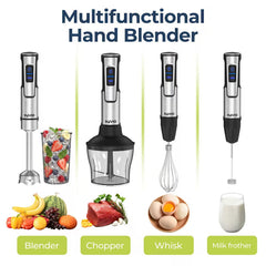 15 Speed Hand Blender with Accessories Whisk, Frother, Masher & Chopper