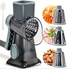 Rotary Food & Cheese Grater 6 Stainless Steel Blades with Suction Base