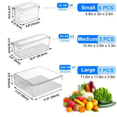 Stackable Refrigerator Organizer Bins with Lids Clear Pull Out Food Storage