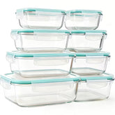 8 Piece Borosilicate Glass Food Storage Set Airtight Containers for Kitchen