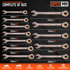 24-Piece Ratcheting Wrench Set – SAE & Metric CR-V Combination Wrenches