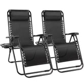 Zero Gravity Folding Lounge Chairs Set of 2 Reclining Outdoor Chairs with Cup Holders