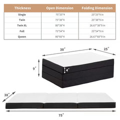Tri Fold Memory Foam Mattress Portable Folding Mattress with Washable Cover