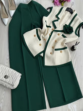 Women’s 2-piece contrast collar suit with pencil skirt