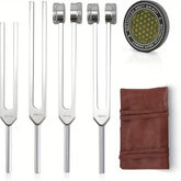 Sound Healing Tuning Fork Set 128Hz, 136.1Hz, 256Hz & 384Hz with Activator