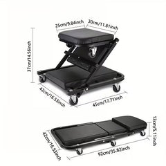 36" Foldable Z-Crawler 2-in-1 Creeper – 300 Lb Capacity with 6 Wheels