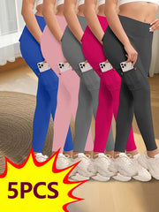 5-piece high-waisted shaping yoga pants set