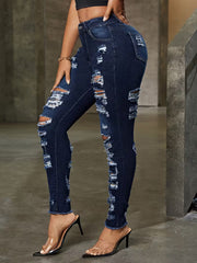 Women's High-Stretch Distressed Skinny Jeans – Stylish Fit