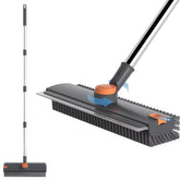 3 in 1 Floor Scrub Brush with Squeegee Long Handle Cleaning Brush for Home & Patio