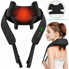 Cordless Neck & Shoulder Massager with Heat 6D Deep Kneading Massage Pillow