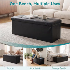 Folding Storage Ottoman Bench Padded Seat, Toy Storage Chest & Footrest