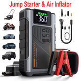 9-in-1 12V Car Jump Starter with Air Compressor, USB & LED Light
