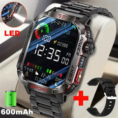 Rugged Outdoor Smartwatch with Call Function, LED Flashlight & 600mAh Battery
