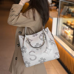 Elegant Flower Embossed Satchel Handbag front view