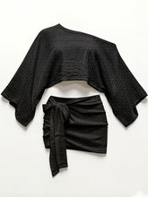 Women's Off Shoulder Two Piece Knit Set Asymmetrical Top & Pleated Skirt