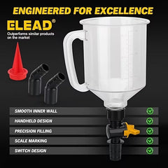 19-piece no-spill engine oil funnel kit with adapters