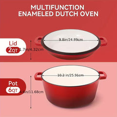 6QT Enameled Cast Iron Dutch Oven – 2-in-1, Oven Safe & Nonstick