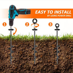 4-pack heavy-duty spiral ground anchors for secure outdoor anchoring