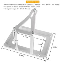 Universal billet aluminum battery tray hold-down mount