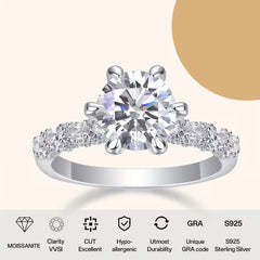 S925 Silver 3ct Moissanite Women's Ring – Elegant Jewelry