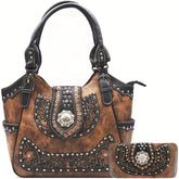 Cowgirl Rhinestone Studded Handbag and Wallet Set studded design