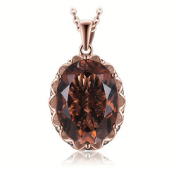 925 silver oval smoky quartz pendant necklace