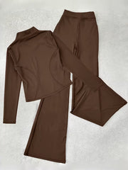 Women’s zip-up top and flared pants set