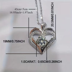 925 silver 1 carat moissanite heart pendant necklace