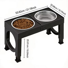 Foldable Elevated Dog Bowls – Adjustable 5-Height Stand with 2 Stainless Steel Bowls