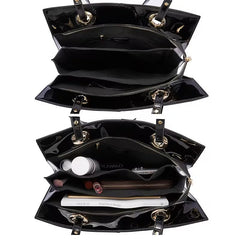 Women's Patent Leather Luxury Tote Handbag interior