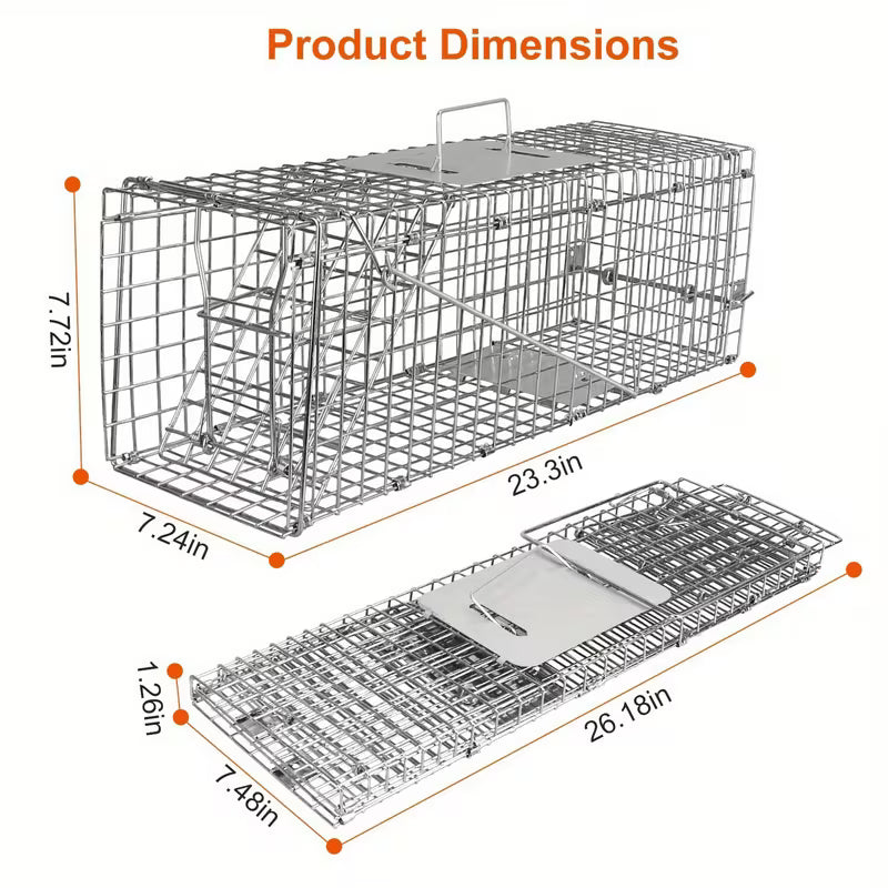 23" Humane Animal Trap Cage – Heavy-Duty Folding Catch & Release Rodent Trap