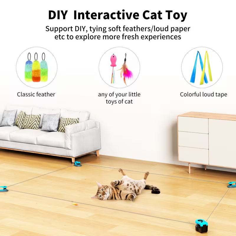 Interactive Cat Exercise Toy – Automatic Feather & Mouse Chase Toy for Indoor Pets