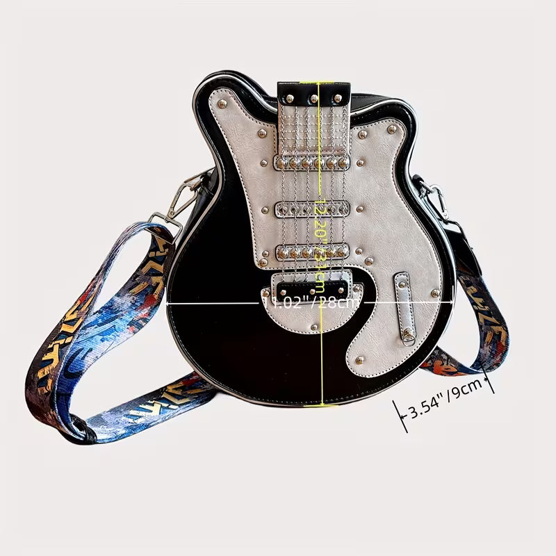 Y2K guitar-shaped crossbody shoulder bag