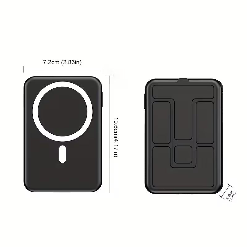 10,000mAh Magnetic Wireless Power Bank LED Display with USB C & Lightning Cables