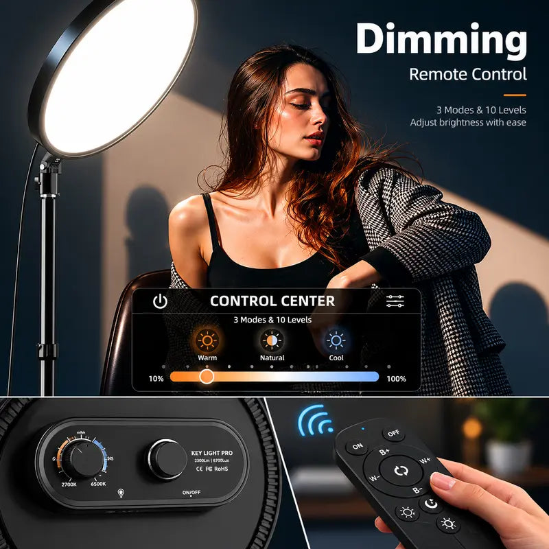 Large Ring Light with 79 Inch Stand Dimmable LED Light with Phone Holder