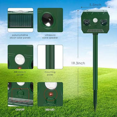 4-Pack Solar Animal Repellent – Motion-Activated Pest Deterrent with Strobe Light