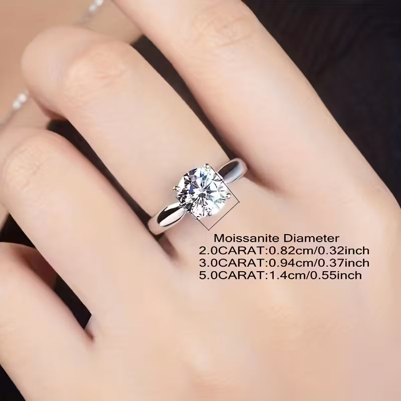 925 Sterling Silver Moissanite Adjustable Ring