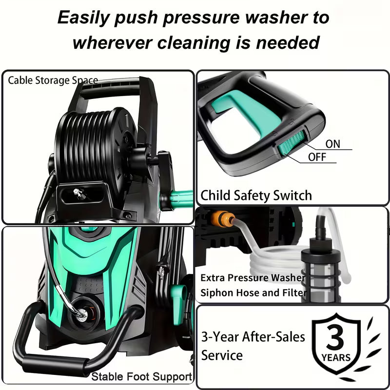 4500 PSI 3.2 GPM High-Pressure Washer with Foam Cannon & 4 Nozzles