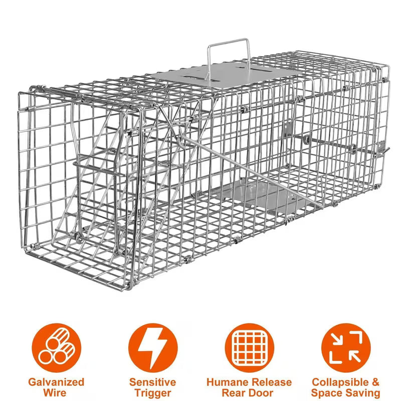 23" Humane Animal Trap Cage – Heavy-Duty Folding Catch & Release Rodent Trap