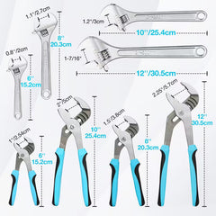 8-Piece Adjustable Wrench & Pliers Set – Forged Steel for Plumbing & Repairs