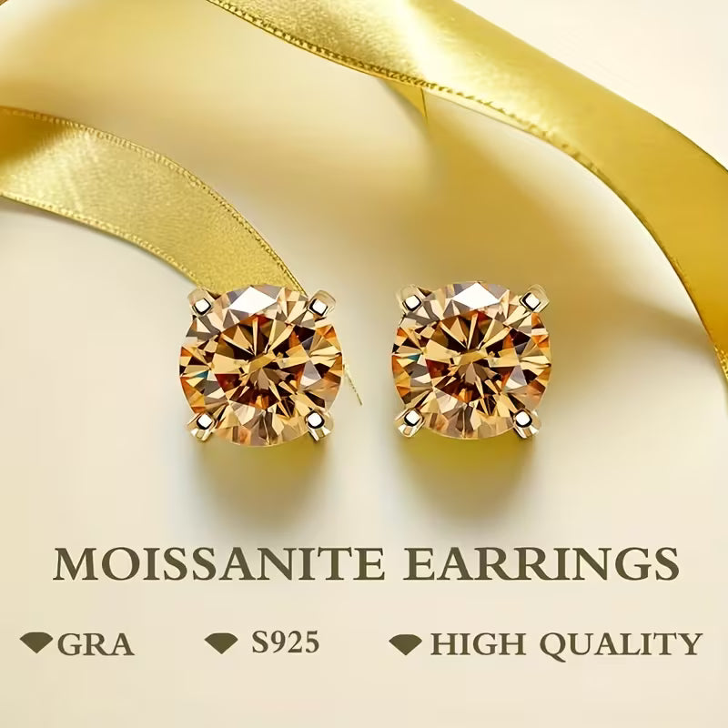 S925 silver moissanite sparkling stud earrings